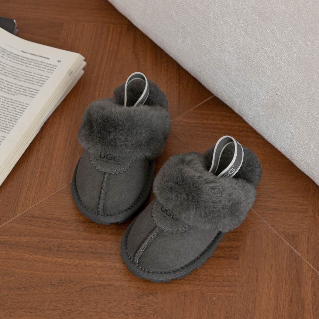 AUSTRALIAN SHEPHERD® UGG Slippers Kids Sheepskin Wool Slingback Waffle Plus AS 2043K