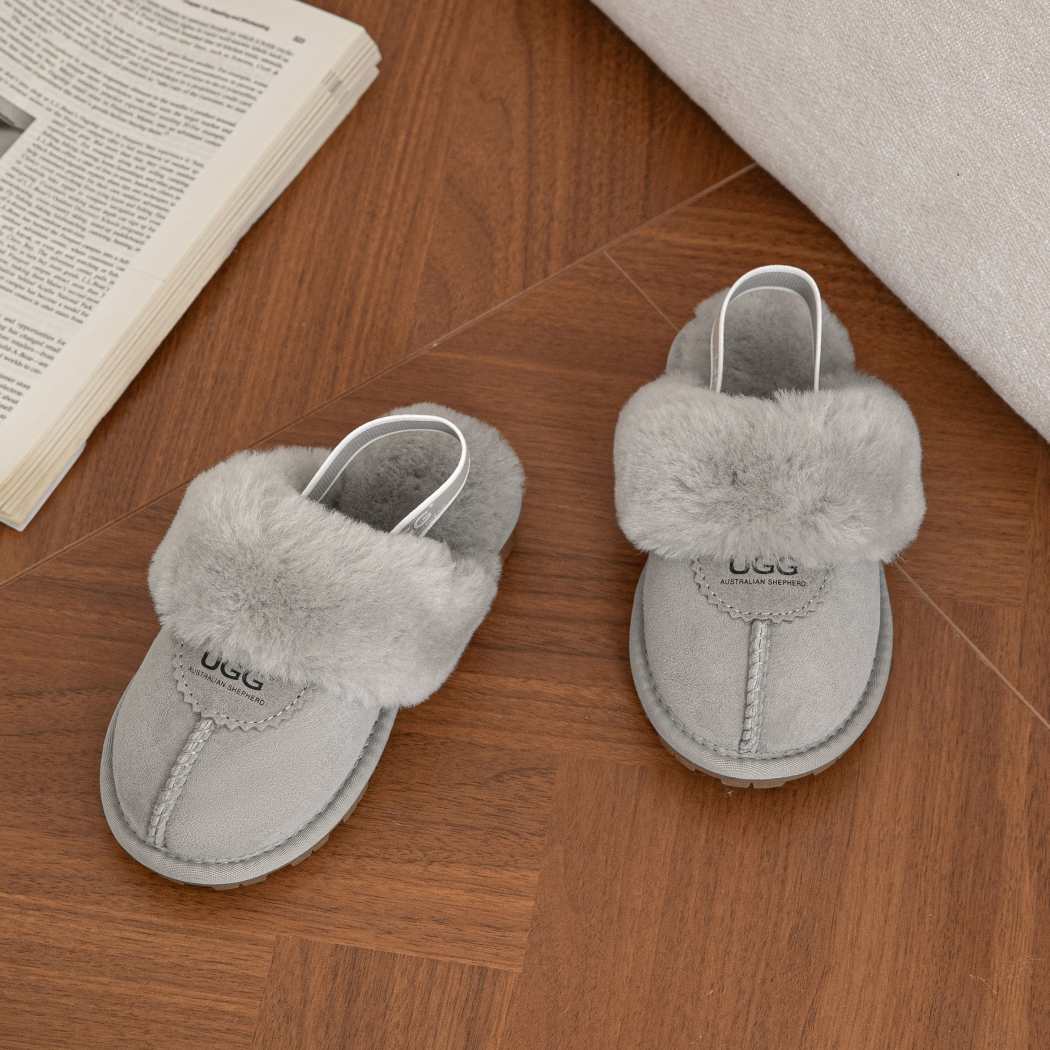 AUSTRALIAN SHEPHERD® UGG Slippers Kids Sheepskin Wool Slingback Waffle Plus AS 2043K