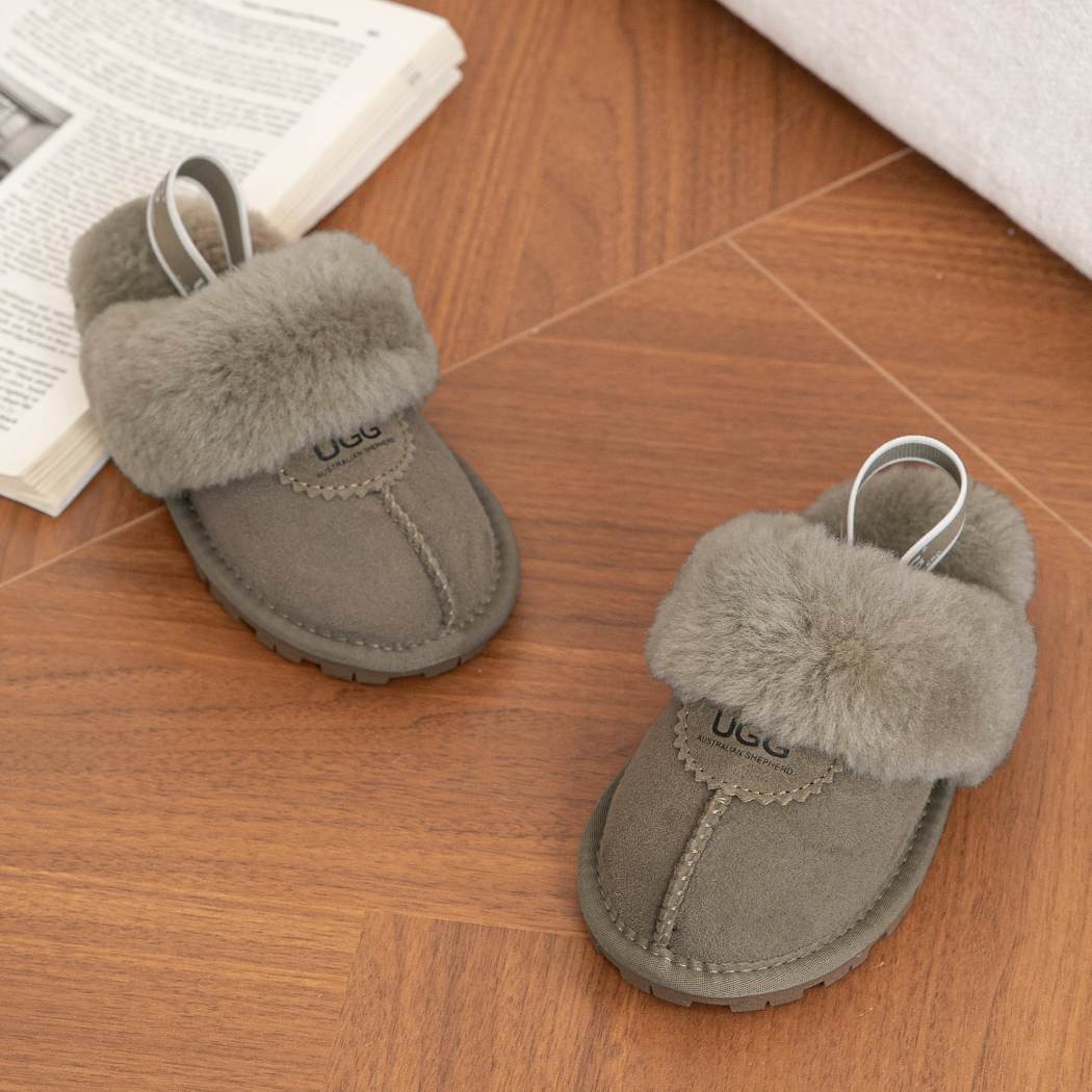 AUSTRALIAN SHEPHERD® UGG Slippers Kids Sheepskin Wool Slingback Waffle Plus AS 2043K