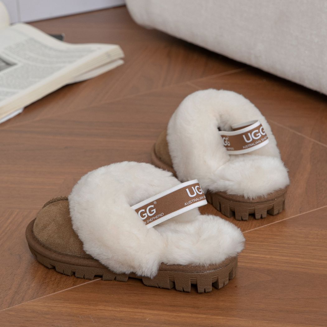 AUSTRALIAN SHEPHERD® UGG Slippers Kids Sheepskin Wool Slingback Waffle Plus AS 2043K