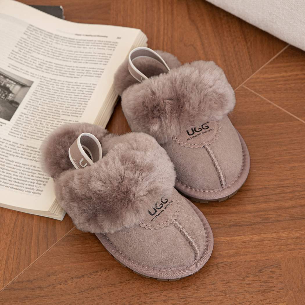 AUSTRALIAN SHEPHERD® UGG Slippers Kids Sheepskin Wool Slingback Waffle Plus AS 2043K