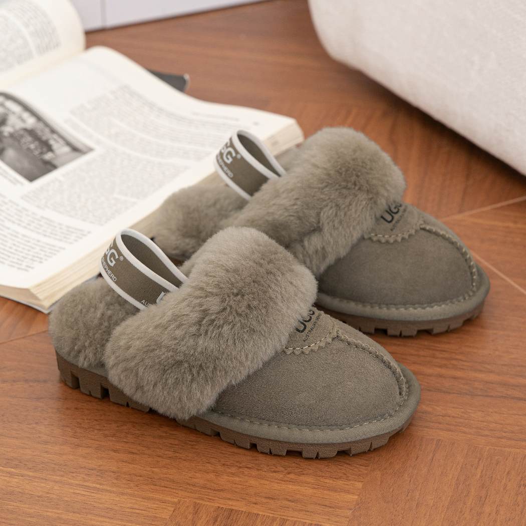 AUSTRALIAN SHEPHERD® UGG Slippers Kids Sheepskin Wool Slingback Waffle Plus AS 2043K