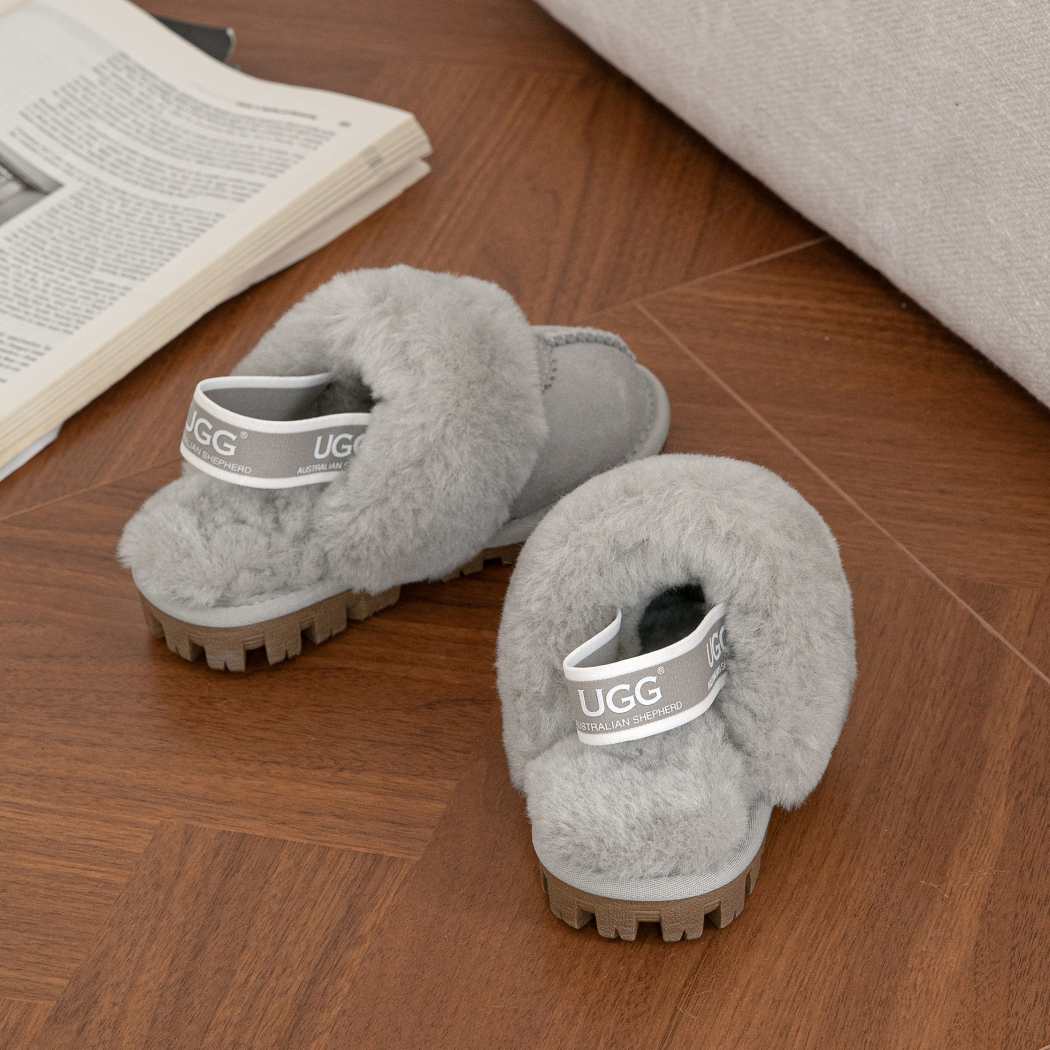 AUSTRALIAN SHEPHERD® UGG Slippers Kids Sheepskin Wool Slingback Waffle Plus AS 2043K