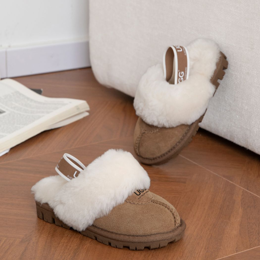 AUSTRALIAN SHEPHERD® UGG Slippers Kids Sheepskin Wool Slingback Waffle Plus AS 2043K
