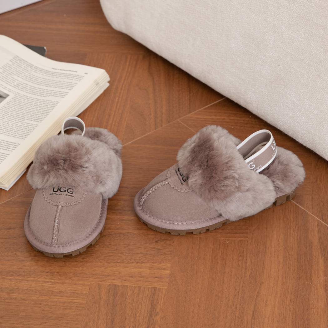 AUSTRALIAN SHEPHERD® UGG Slippers Kids Sheepskin Wool Slingback Waffle Plus AS 2043K
