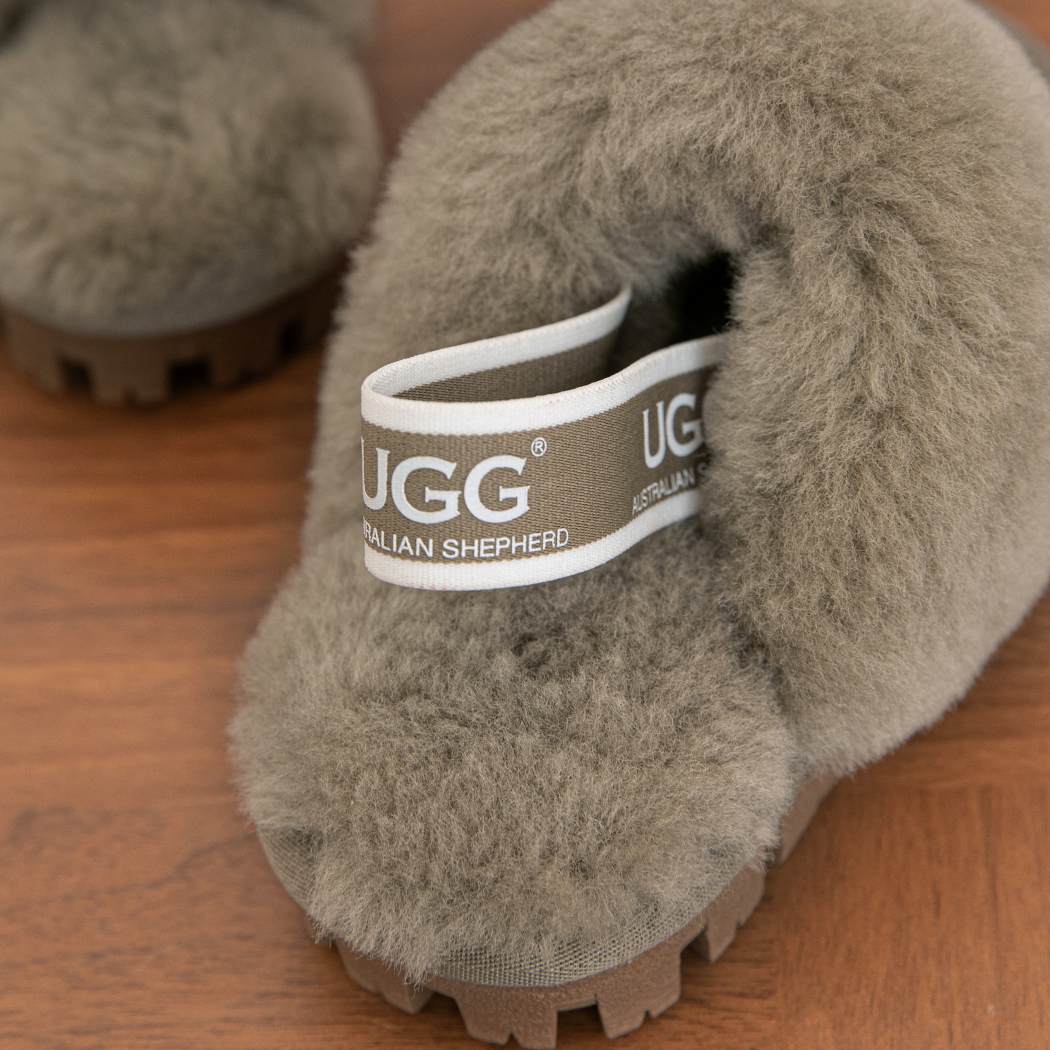 AUSTRALIAN SHEPHERD® UGG Slippers Kids Sheepskin Wool Slingback Waffle Plus AS 2043K