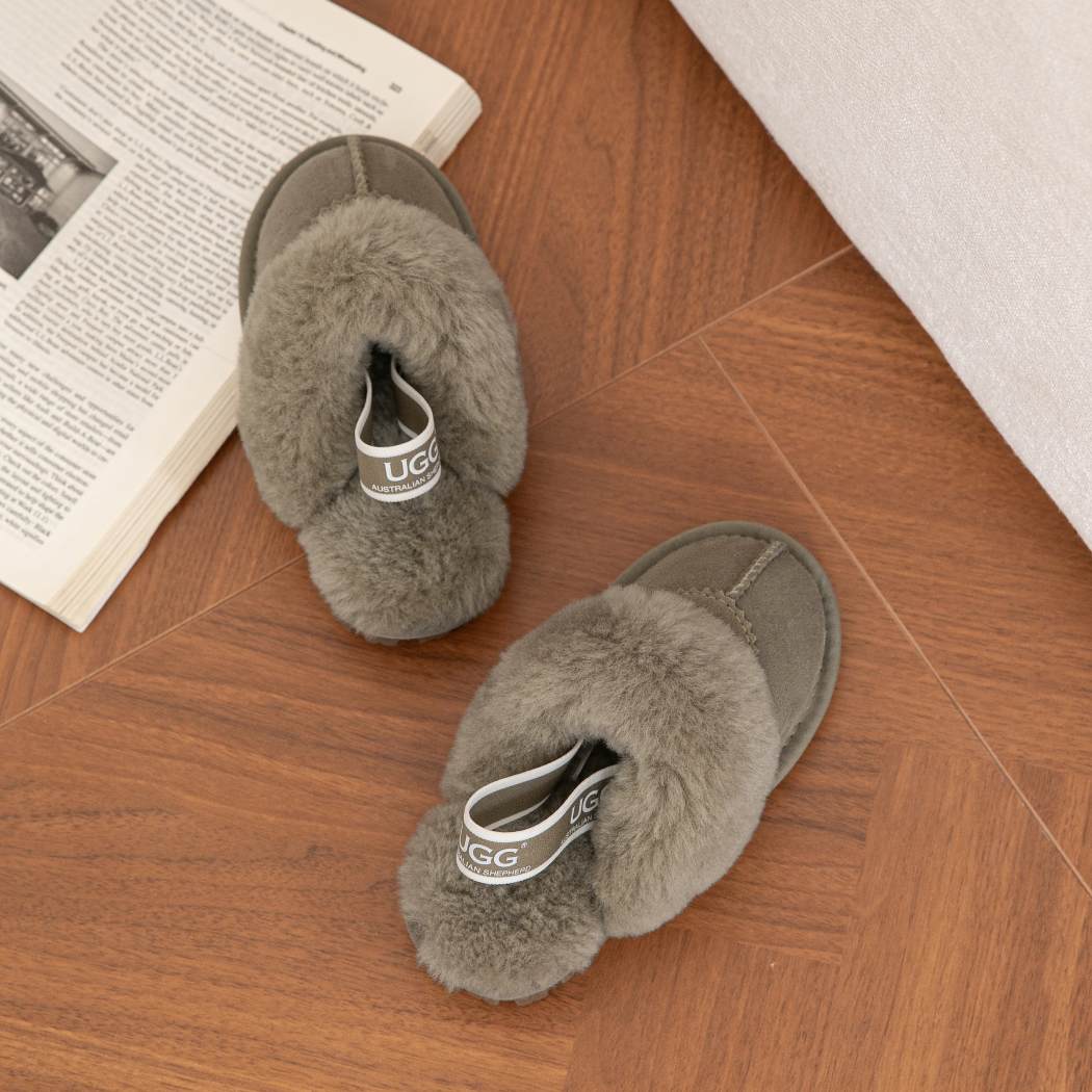 AUSTRALIAN SHEPHERD® UGG Slippers Kids Sheepskin Wool Slingback Waffle Plus AS 2043K