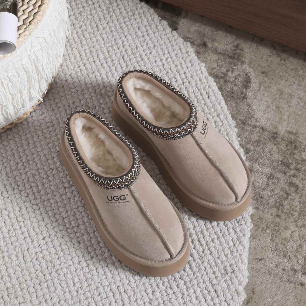 AUSTRALIAN SHEPHERD® UGG Slippers Sheepskin Wool Ankle Platform Tazzy Hippie AS 2062