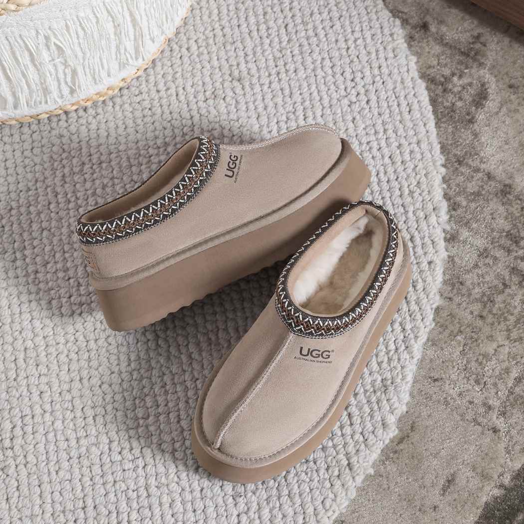 AUSTRALIAN SHEPHERD® UGG Slippers Sheepskin Wool Ankle Platform Tazzy Hippie AS 2062