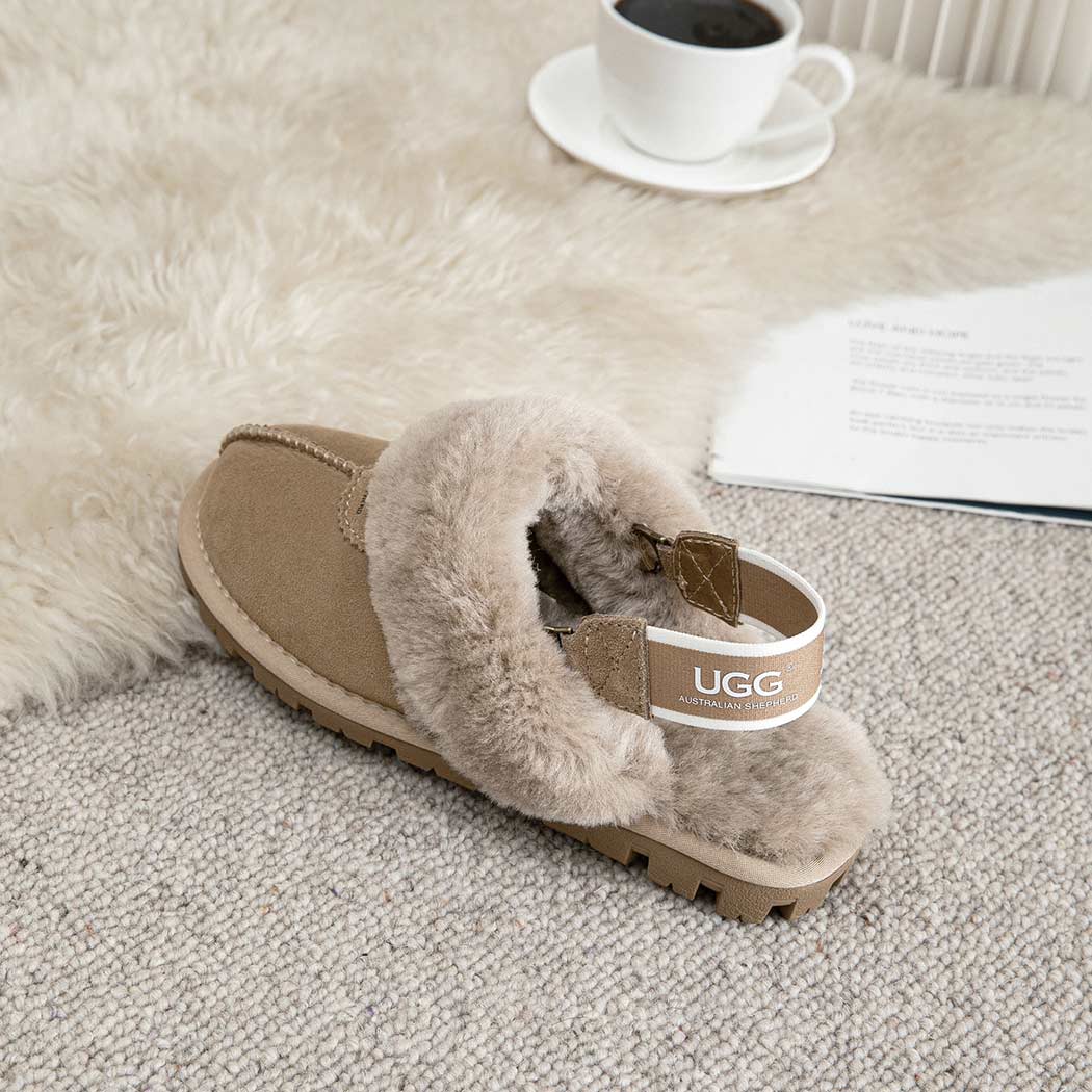 AUSTRALIAN SHEPHERD® 3-Way Style UGG Women Slippers Removable Wool Fluffy Strap Slingback Waffle AS 2076
