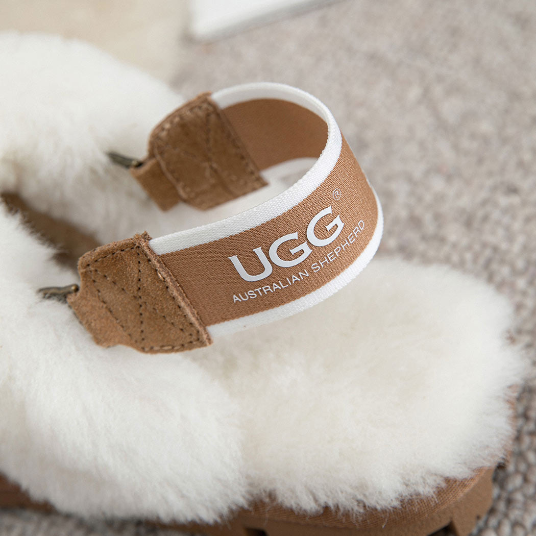 AUSTRALIAN SHEPHERD® 3-Way Style UGG Women Slippers Removable Wool Fluffy Strap Slingback Waffle AS 2076
