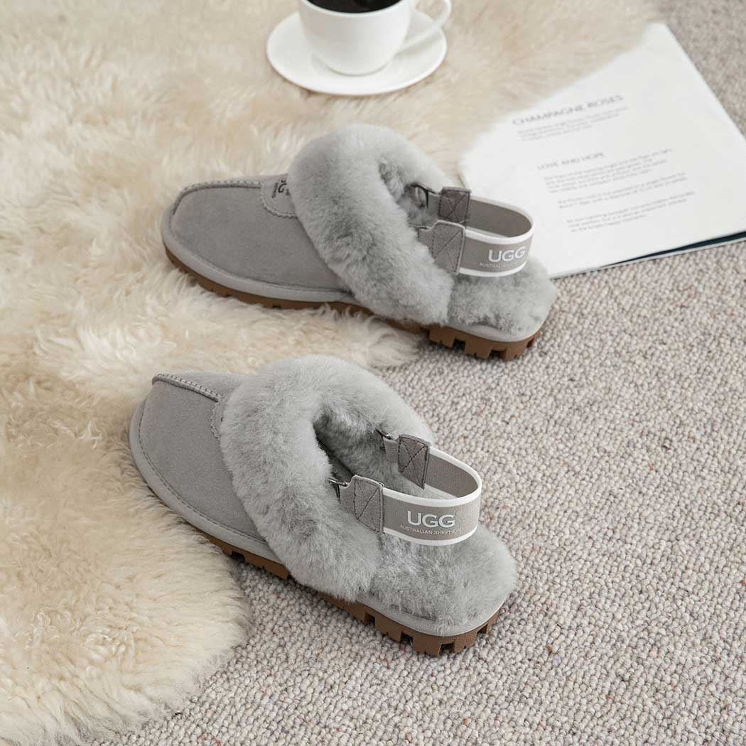 AUSTRALIAN SHEPHERD® 3-Way Style UGG Women Slippers Removable Wool Fluffy Strap Slingback Waffle AS 2076