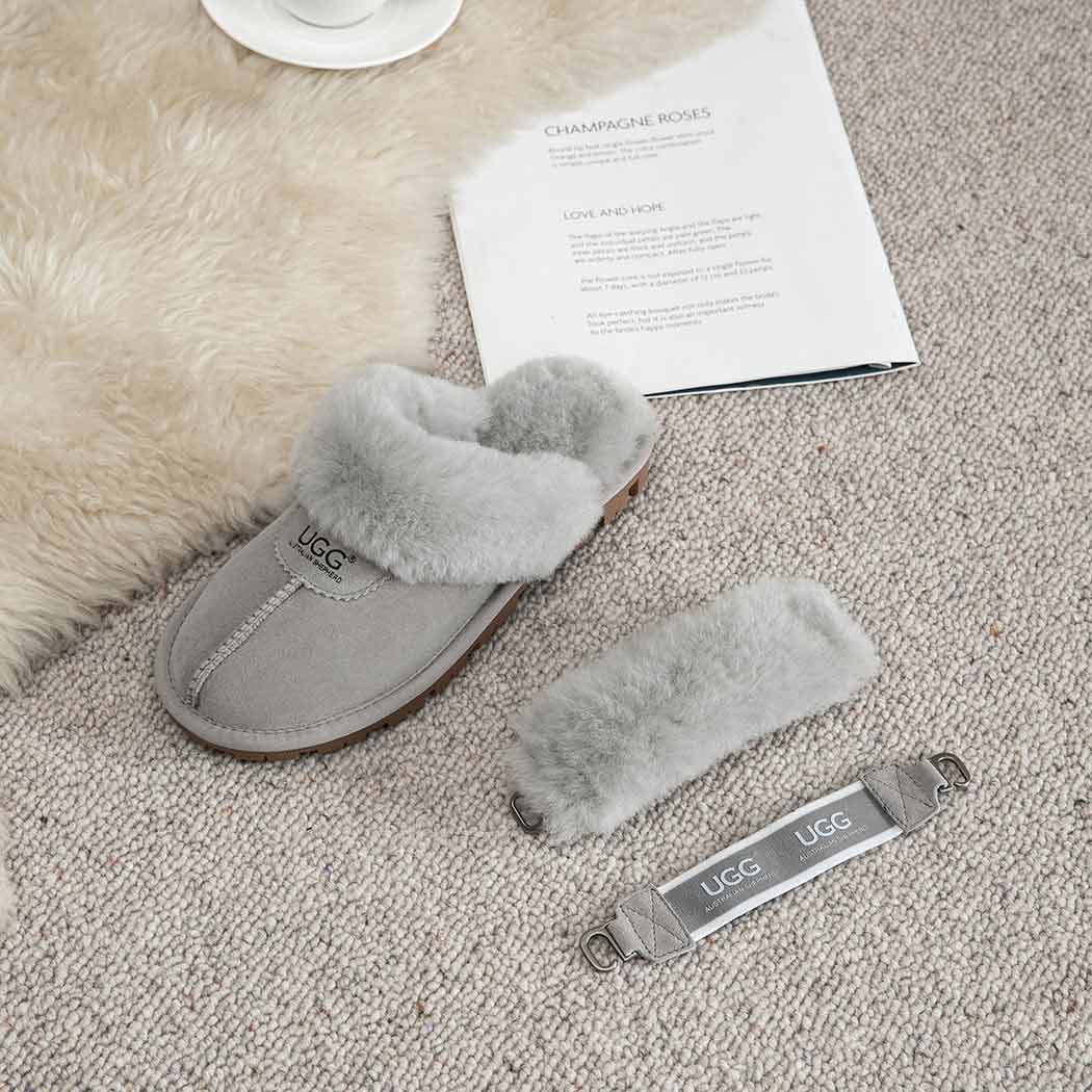 AUSTRALIAN SHEPHERD® 3-Way Style UGG Women Slippers Removable Wool Fluffy Strap Slingback Waffle AS 2076