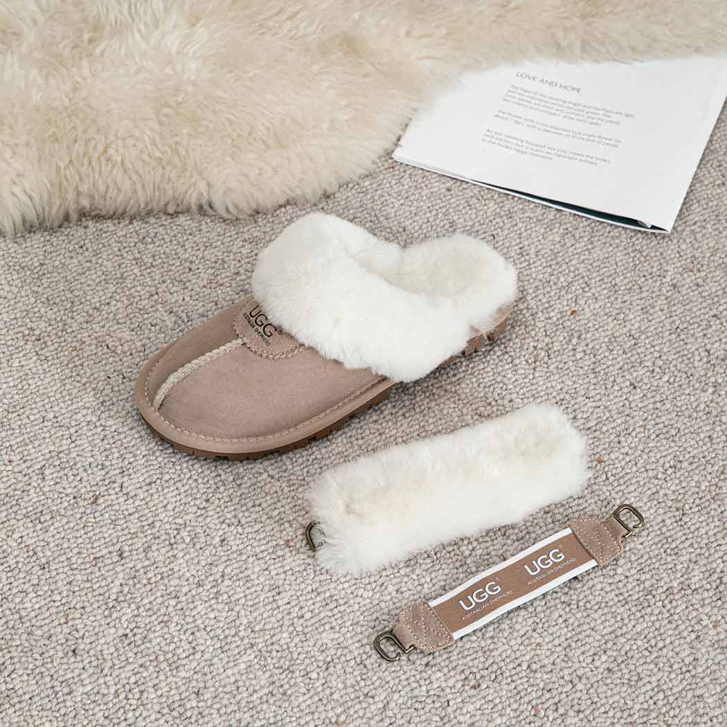 AUSTRALIAN SHEPHERD® 3-Way Style UGG Women Slippers Removable Wool Fluffy Strap Slingback Waffle AS 2076