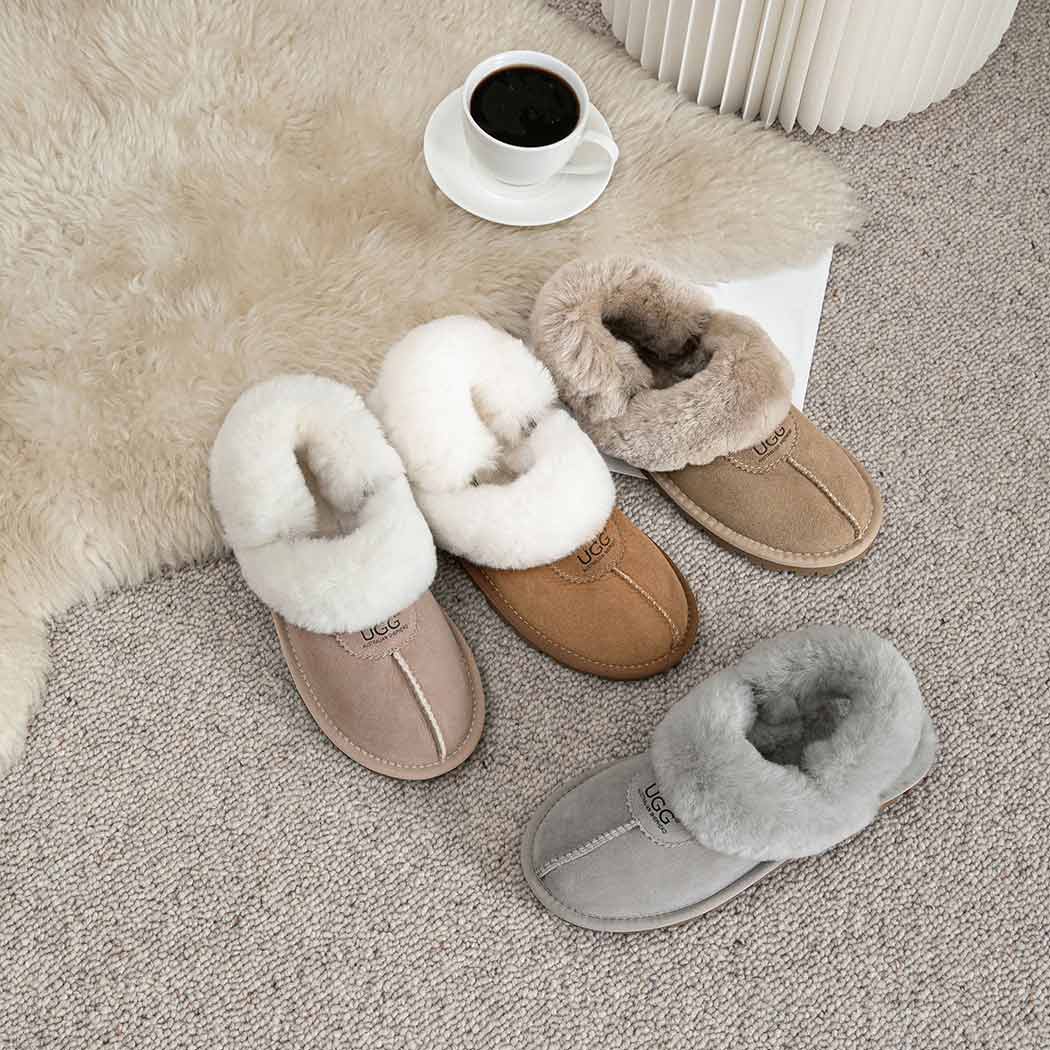 AUSTRALIAN SHEPHERD® 3-Way Style UGG Women Slippers Removable Wool Fluffy Strap Slingback Waffle AS 2076