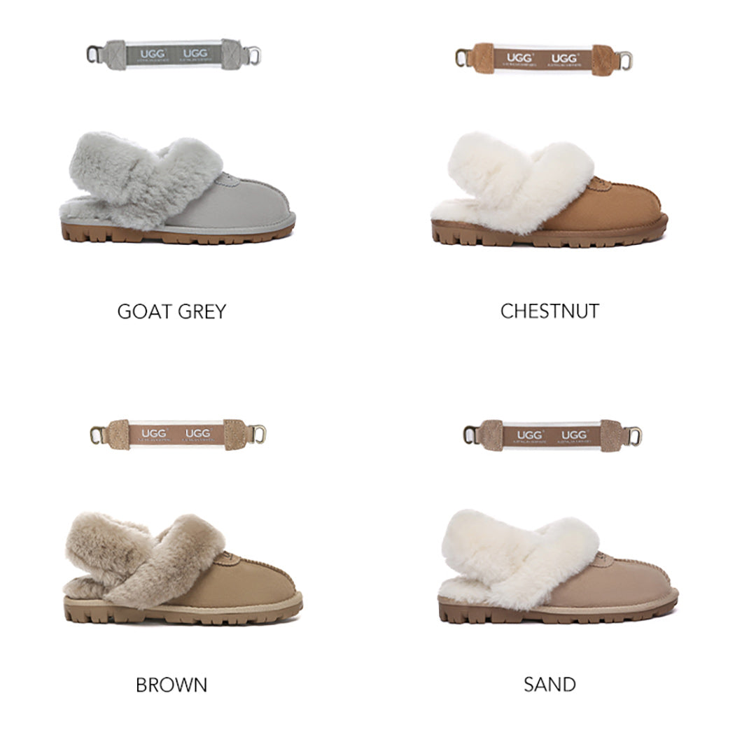 AUSTRALIAN SHEPHERD® 3-Way Style UGG Women Slippers Removable Wool Fluffy Strap Slingback Waffle AS 2076