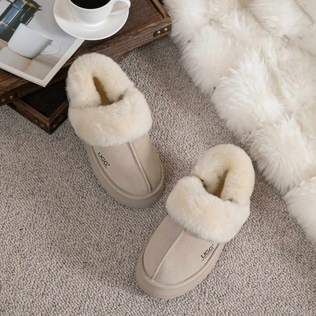 AUSTRALIAN SHEPHERD® 3-Way Style UGG Women Slippers Removable Wool Strap Slingback Platform Musa AS 2077