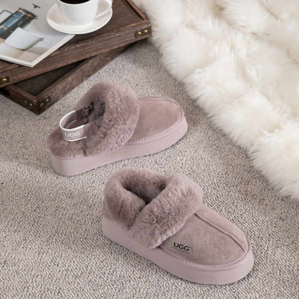 AUSTRALIAN SHEPHERD® 3-Way Style UGG Women Slippers Removable Wool Strap Slingback Platform Musa AS 2077
