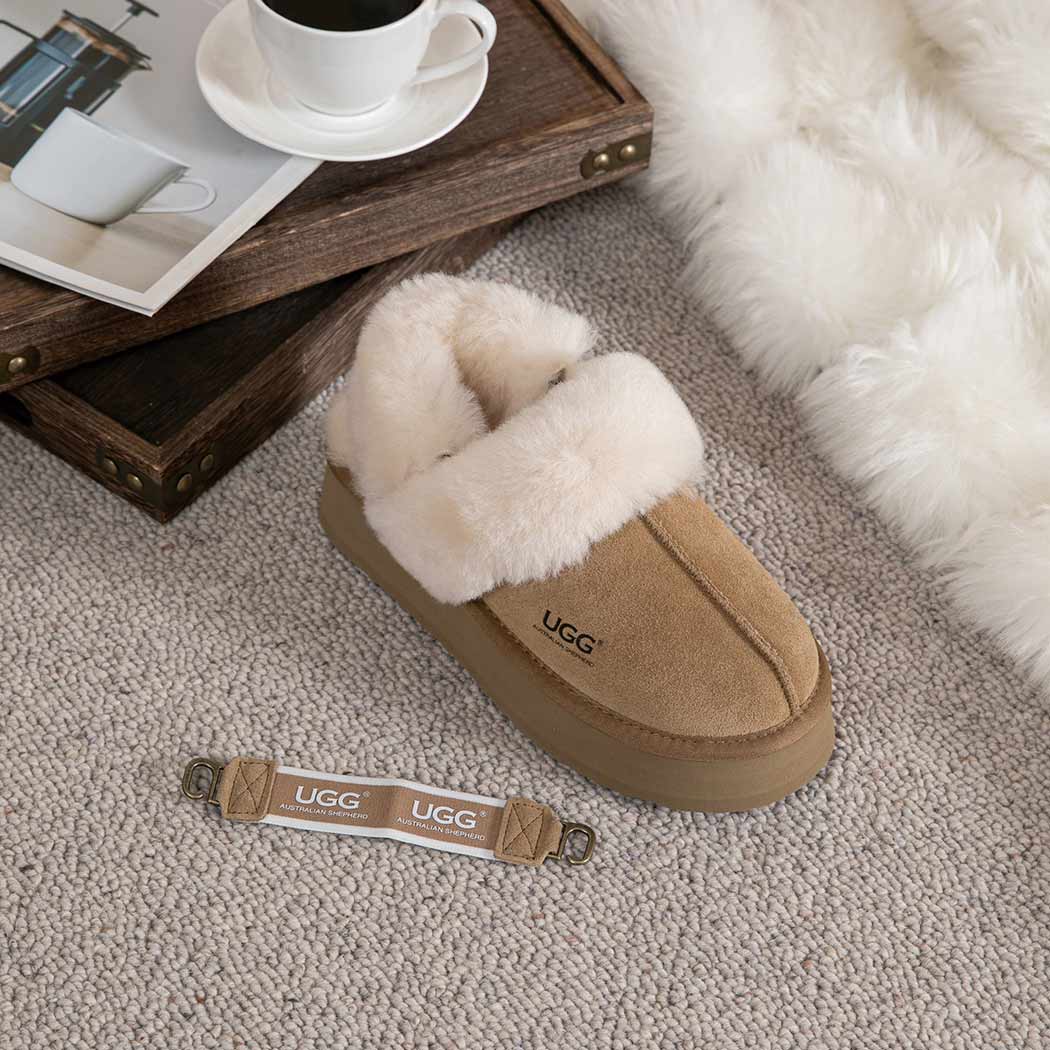 AUSTRALIAN SHEPHERD® 3-Way Style UGG Women Slippers Removable Wool Strap Slingback Platform Musa AS 2077