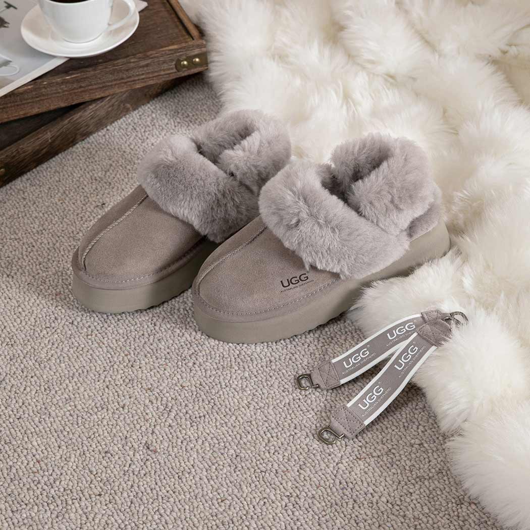 AUSTRALIAN SHEPHERD® 3-Way Style UGG Women Slippers Removable Wool Strap Slingback Platform Musa AS 2077