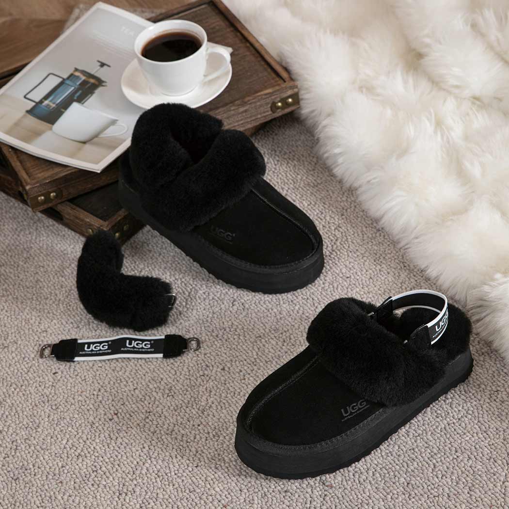 AUSTRALIAN SHEPHERD® 3-Way Style UGG Women Slippers Removable Wool Strap Slingback Platform Musa AS 2077