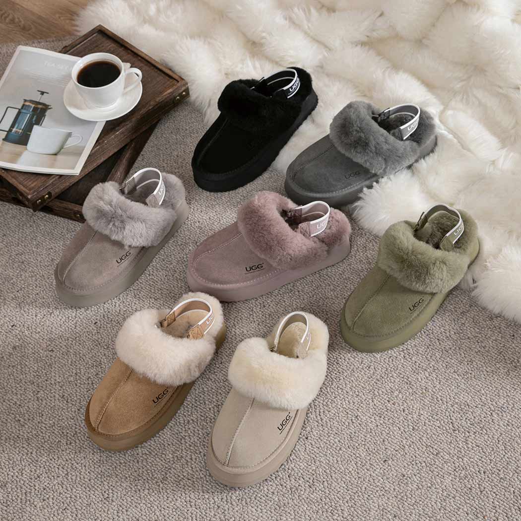 AUSTRALIAN SHEPHERD® 3-Way Style UGG Women Slippers Removable Wool Strap Slingback Platform Musa AS 2077