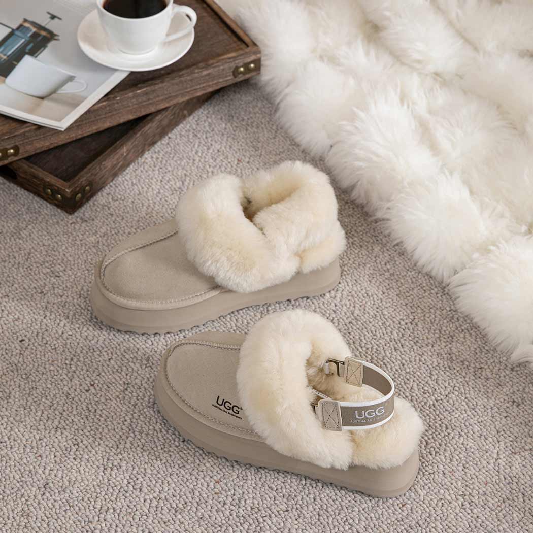 AUSTRALIAN SHEPHERD® 3-Way Style UGG Women Slippers Removable Wool Strap Slingback Platform Musa AS 2077