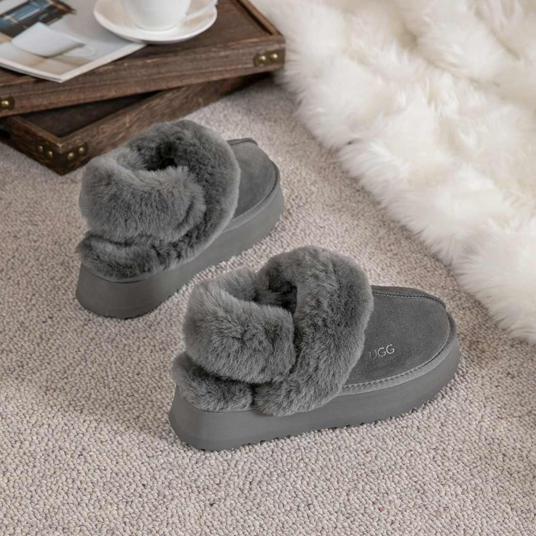 AUSTRALIAN SHEPHERD® 3-Way Style UGG Women Slippers Removable Wool Strap Slingback Platform Musa AS 2077