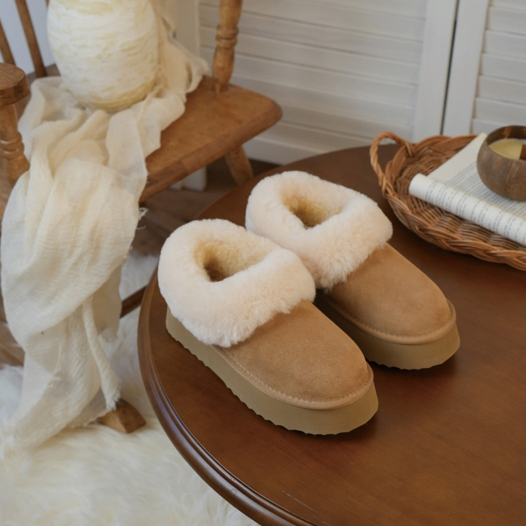 AUSTRALIAN SHEPHERD® UGG Slippers Women Sheepskin Wool Collar Ankle Platform Clarrie AS 2081