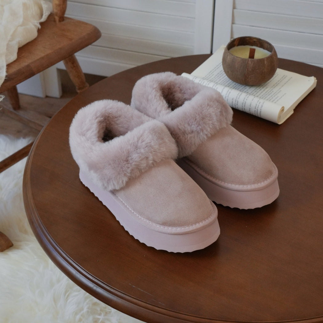 AUSTRALIAN SHEPHERD® UGG Slippers Women Sheepskin Wool Collar Ankle Platform Clarrie AS 2081