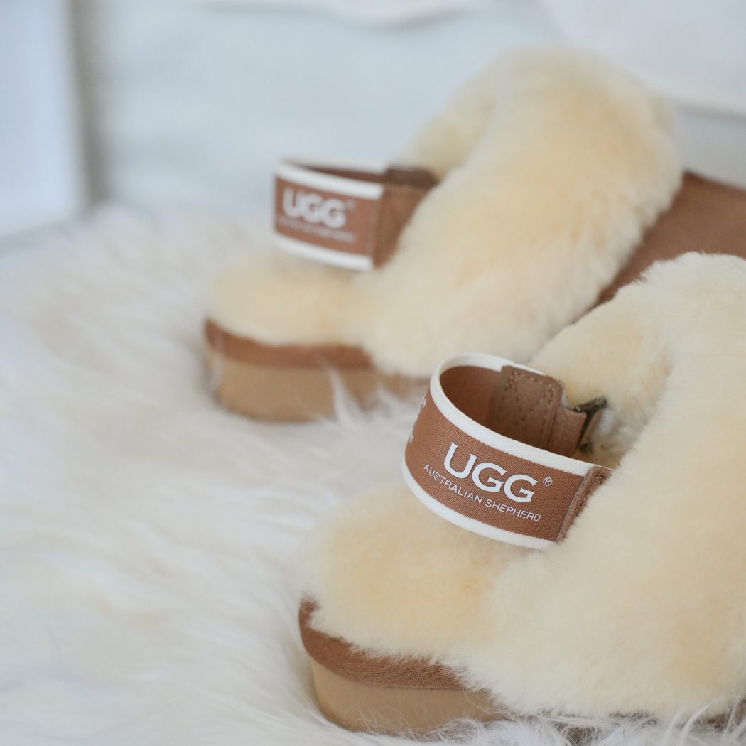 AUSTRALIAN SHEPHERD® 3-Way Style UGG Women Slippers Removable Wool Strap Slingback Muffin Fluffy AS 2082
