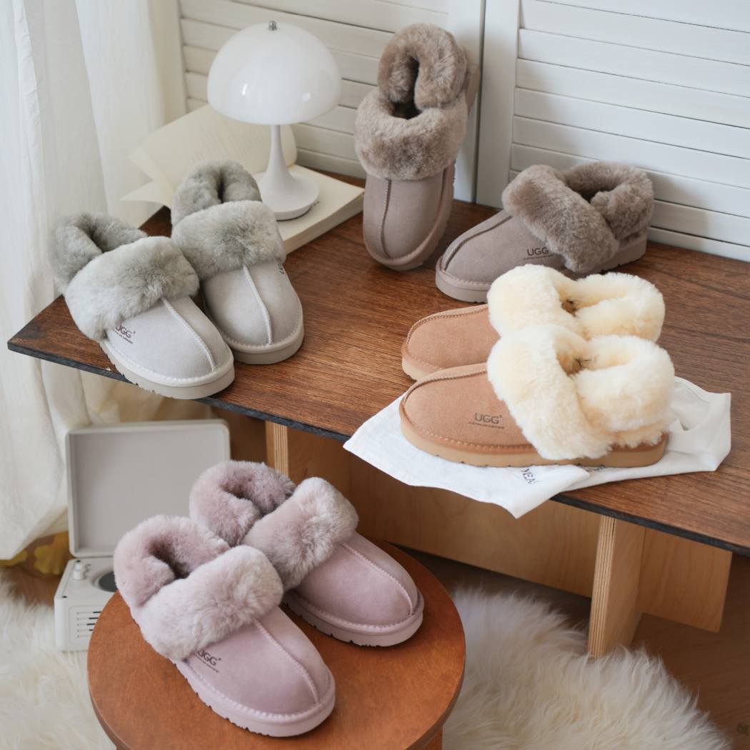 AUSTRALIAN SHEPHERD® 3-Way Style UGG Women Slippers Removable Wool Strap Slingback Muffin Fluffy AS 2082