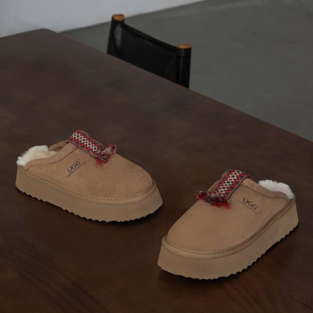AUSTRALIAN SHEPHERD® UGG Slippers Sheepskin Wool Platform Tazzy Calla AS 2084