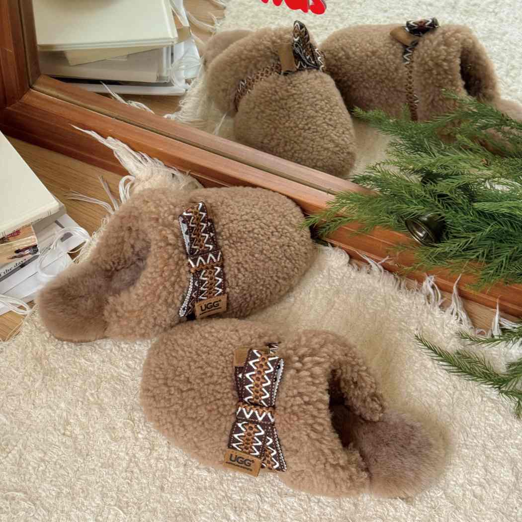 AUSTRALIAN SHEPHERD® UGG Slippers Women Sheepskin Wool Bow Cecil AS 2092
