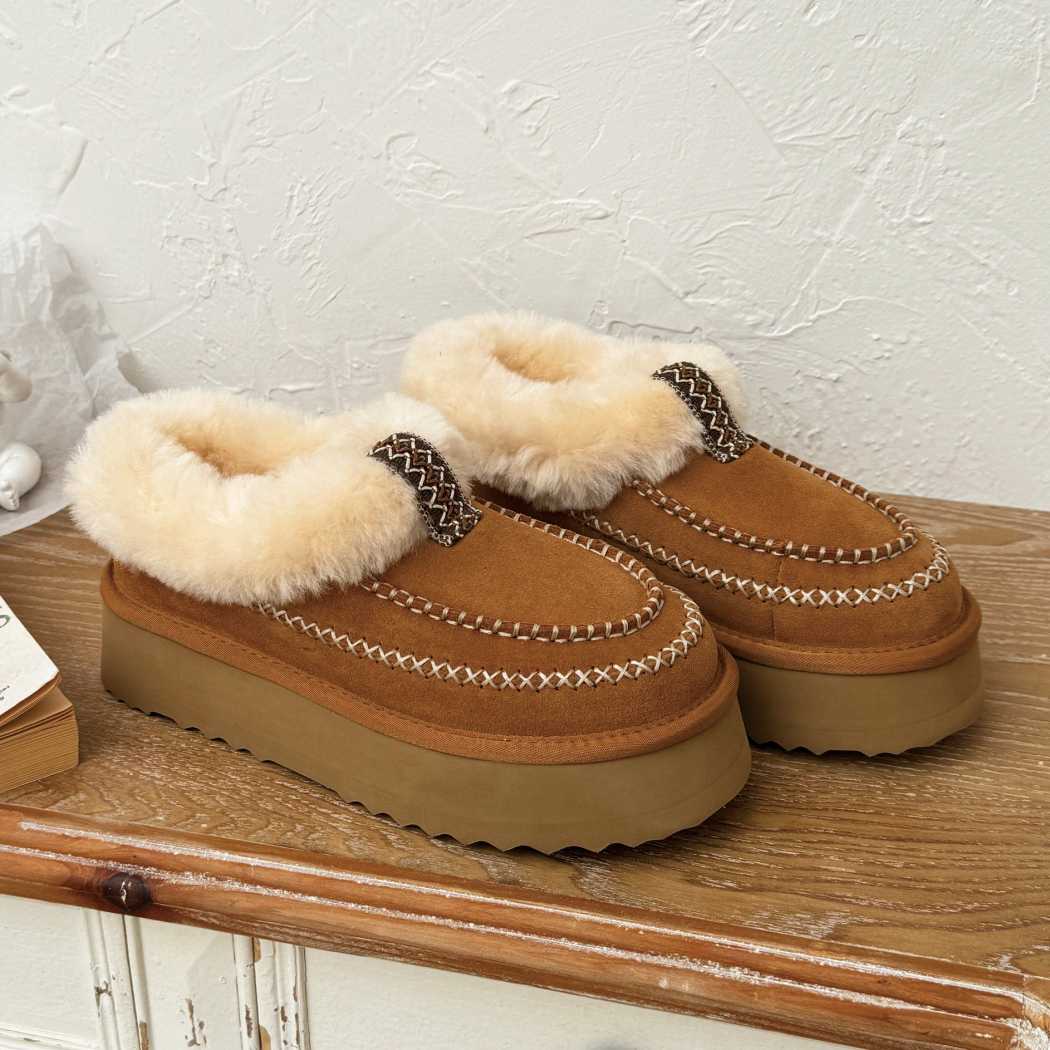 AUSTRALIAN SHEPHERD® UGG Slippers Women Sheepskin Wool Collar Ankle Platform Santana AS 2093