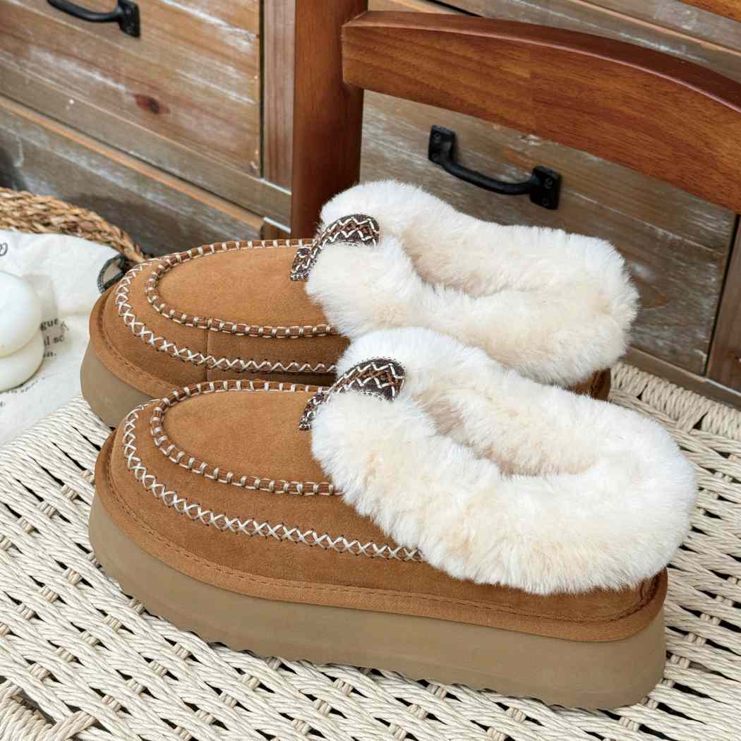 AUSTRALIAN SHEPHERD® UGG Slippers Women Sheepskin Wool Collar Ankle Platform Santana AS 2093