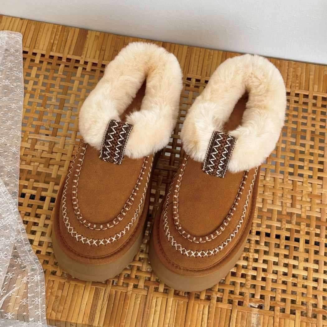 AUSTRALIAN SHEPHERD® UGG Slippers Women Sheepskin Wool Collar Ankle Platform Santana AS 2093