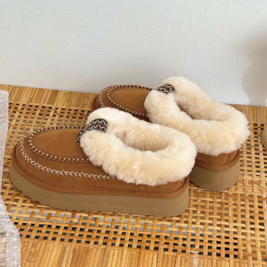 AUSTRALIAN SHEPHERD® UGG Slippers Women Sheepskin Wool Collar Ankle Platform Santana AS 2093