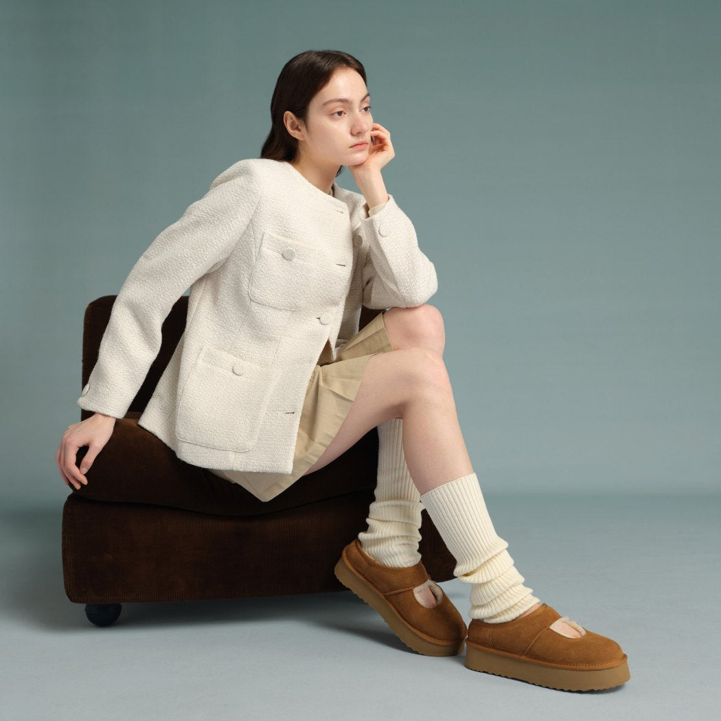 AUSTRALIAN SHEPHERD® UGG Slippers Sheepskin Wool Ankle Platform Carmella AS 2104