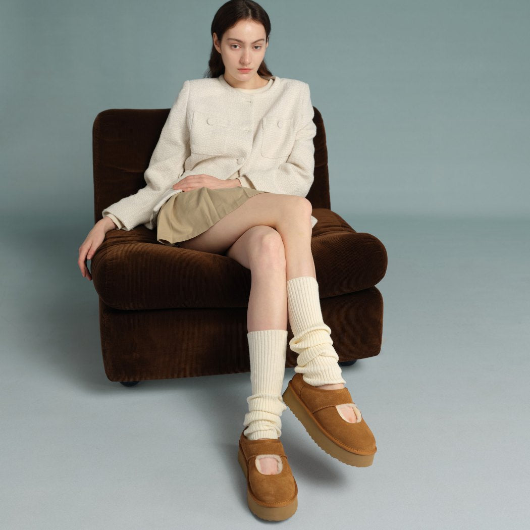 AUSTRALIAN SHEPHERD® UGG Slippers Sheepskin Wool Ankle Platform Carmella AS 2104
