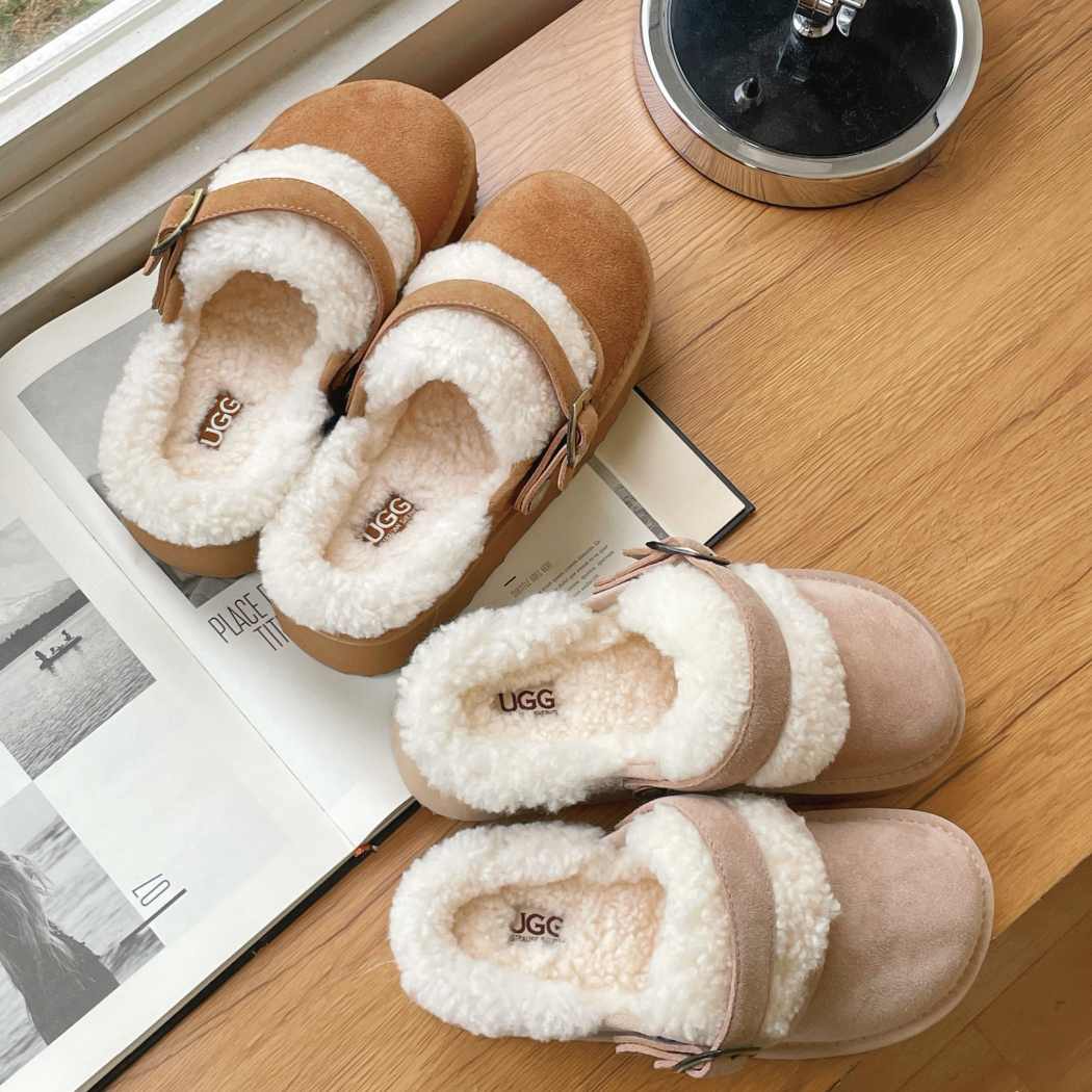AUSTRALIAN SHEPHERD® 3-Way Style UGG Sheepskin Wool Slingback Platform Slippers Tenley AS 2107