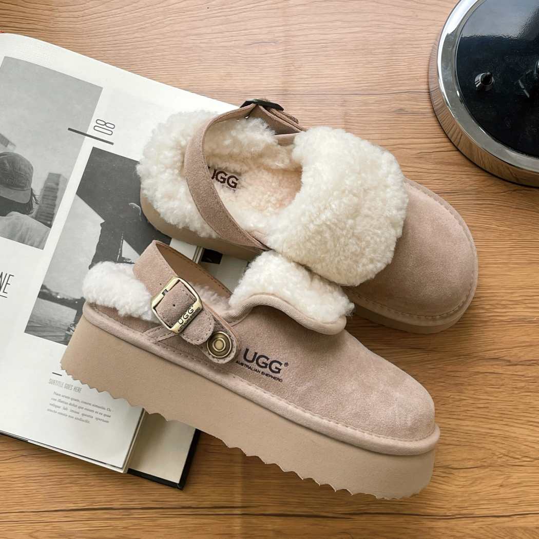 AUSTRALIAN SHEPHERD® 3-Way Style UGG Sheepskin Wool Slingback Platform Slippers Tenley AS 2107