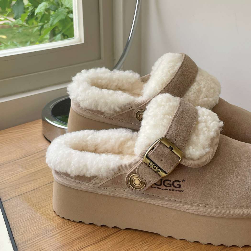 AUSTRALIAN SHEPHERD® 3-Way Style UGG Sheepskin Wool Slingback Platform Slippers Tenley AS 2107