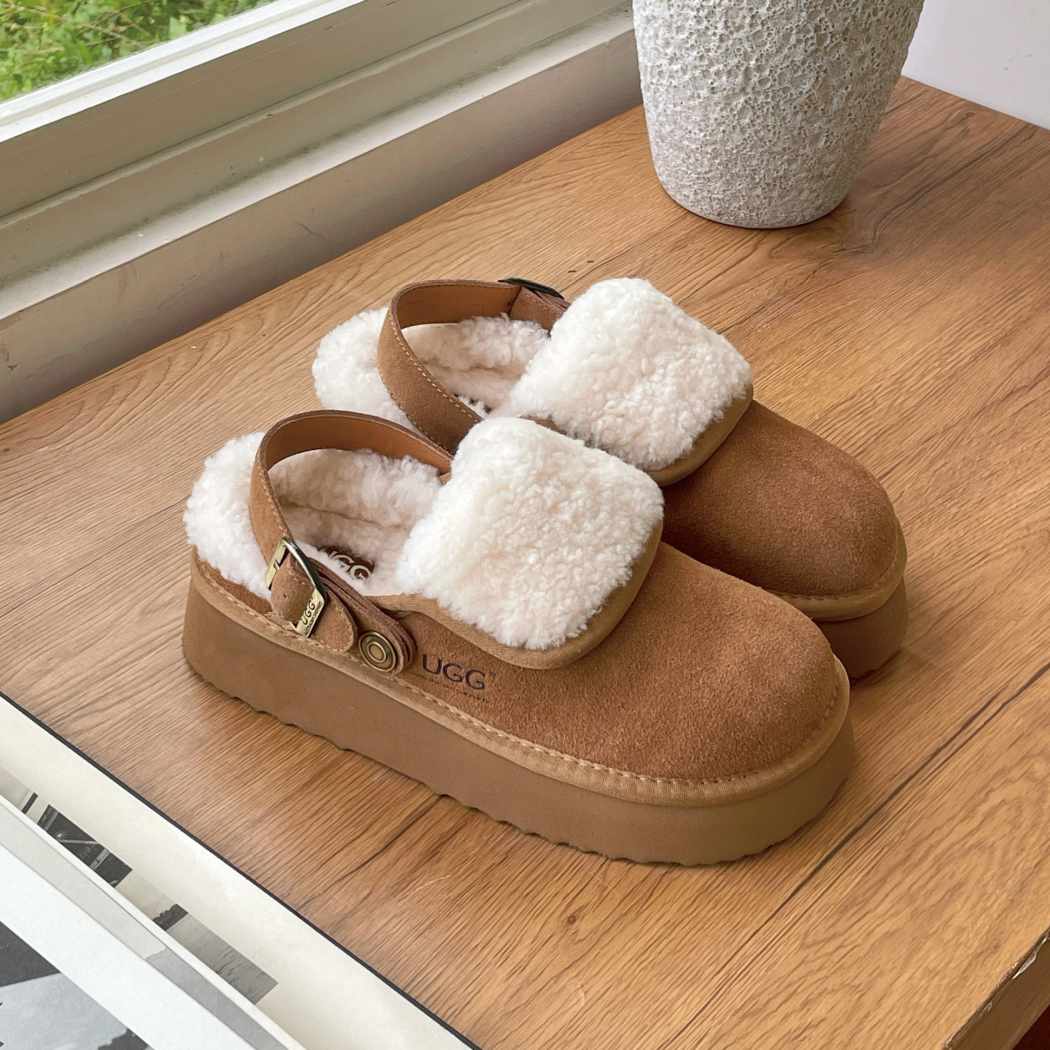 AUSTRALIAN SHEPHERD® 3-Way Style UGG Sheepskin Wool Slingback Platform Slippers Tenley AS 2107