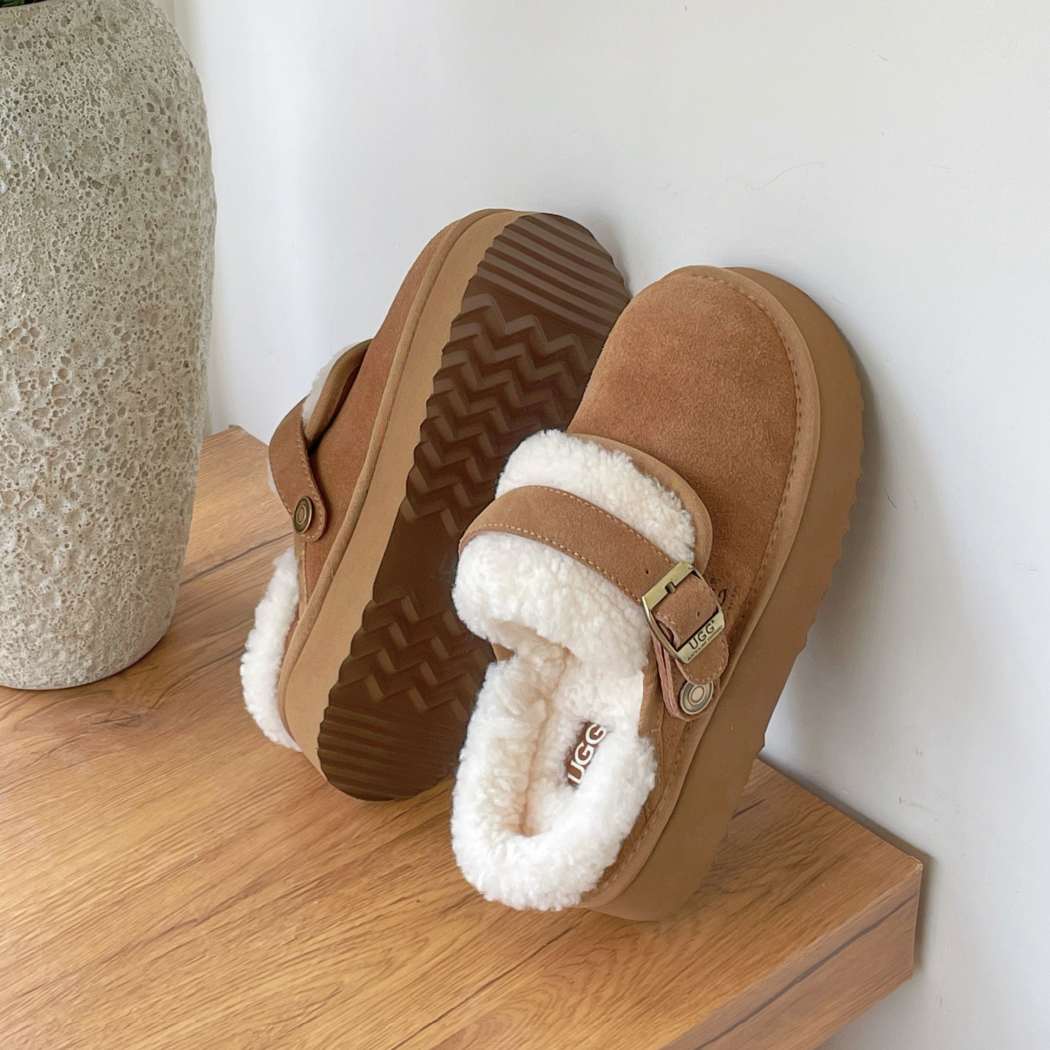 AUSTRALIAN SHEPHERD® 3-Way Style UGG Sheepskin Wool Slingback Platform Slippers Tenley AS 2107