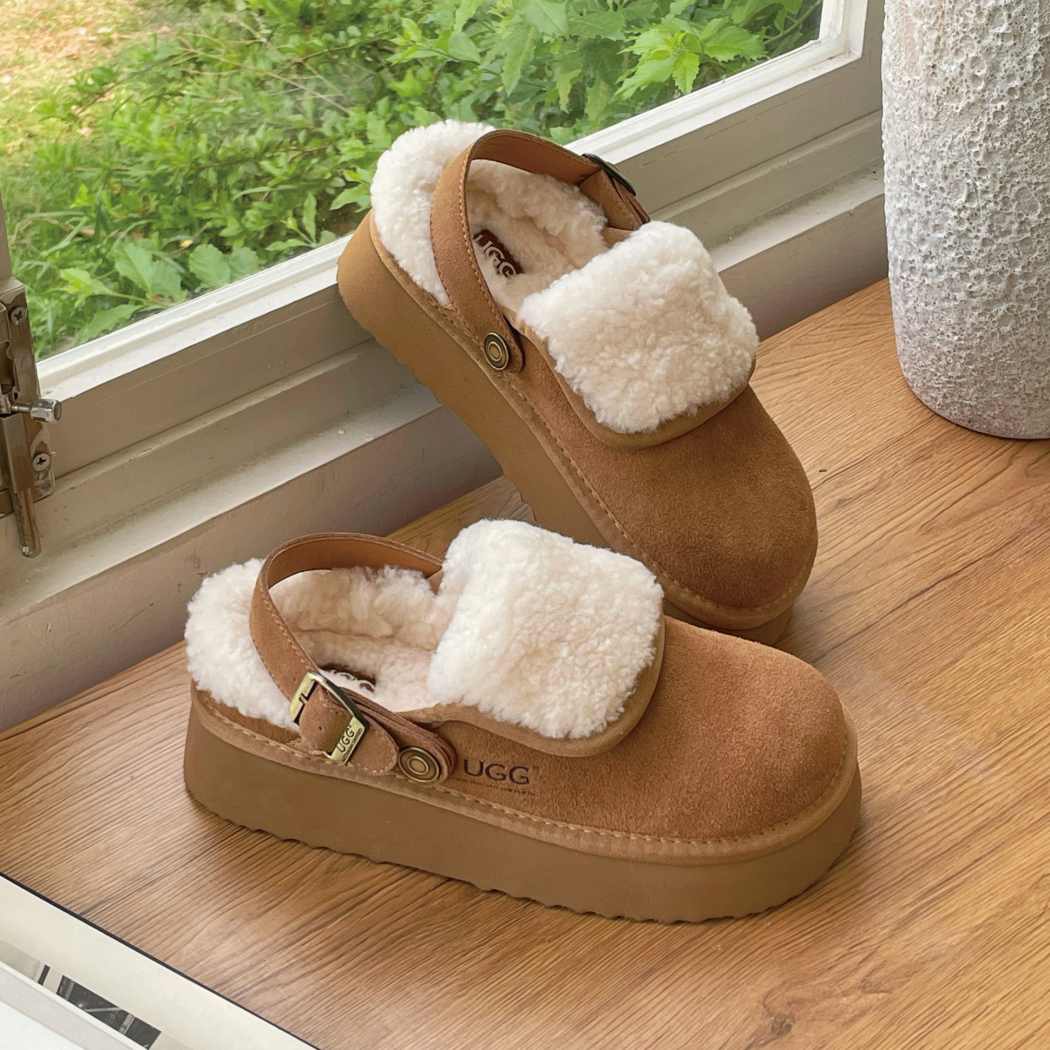 AUSTRALIAN SHEPHERD® 3-Way Style UGG Sheepskin Wool Slingback Platform Slippers Tenley AS 2107