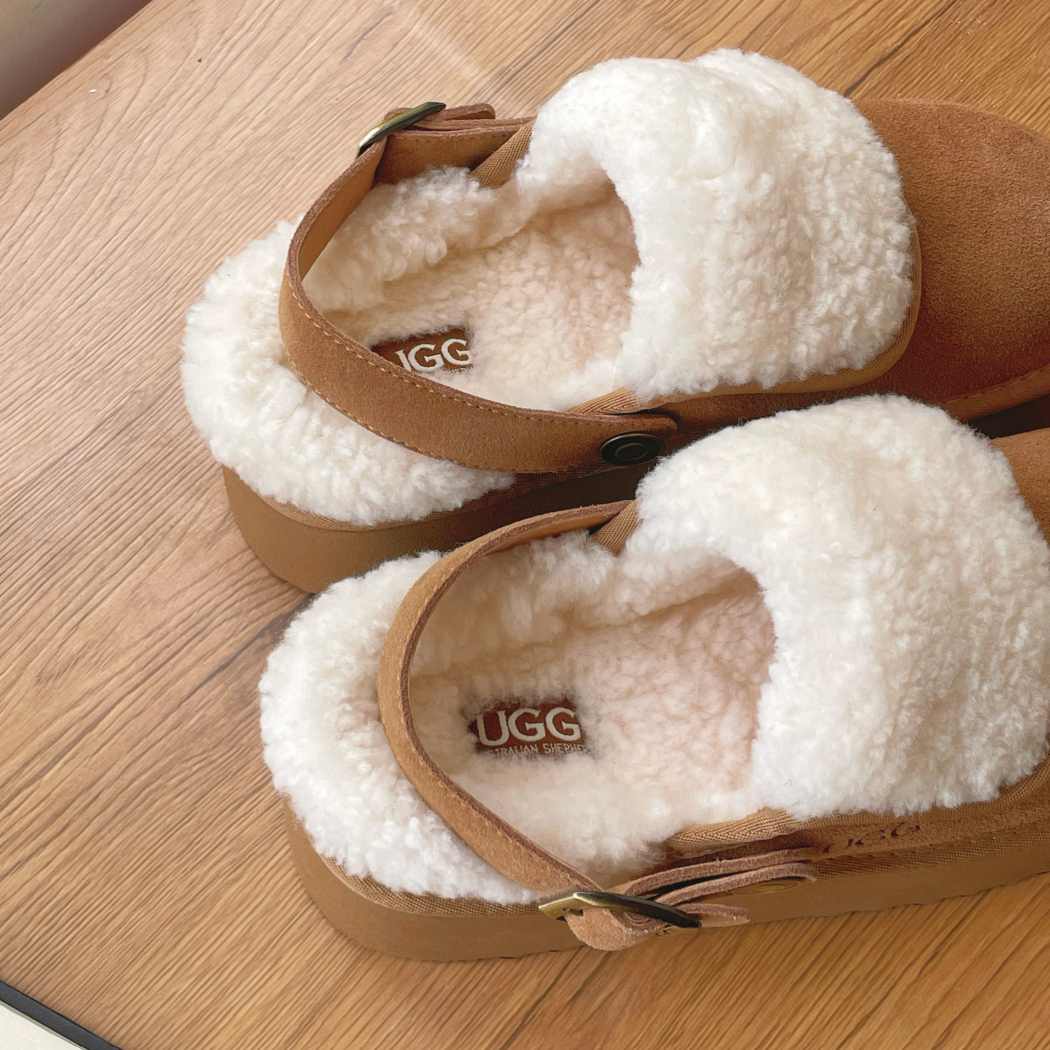 AUSTRALIAN SHEPHERD® 3-Way Style UGG Sheepskin Wool Slingback Platform Slippers Tenley AS 2107