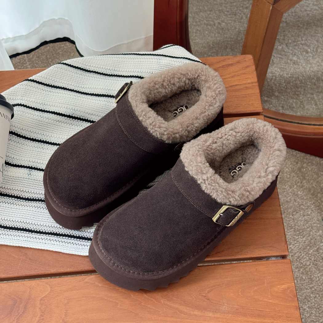 AUSTRALIAN SHEPHERD® UGG Slippers Sheepskin Wool Adjustable Strap Platform Pulsey AS 2113