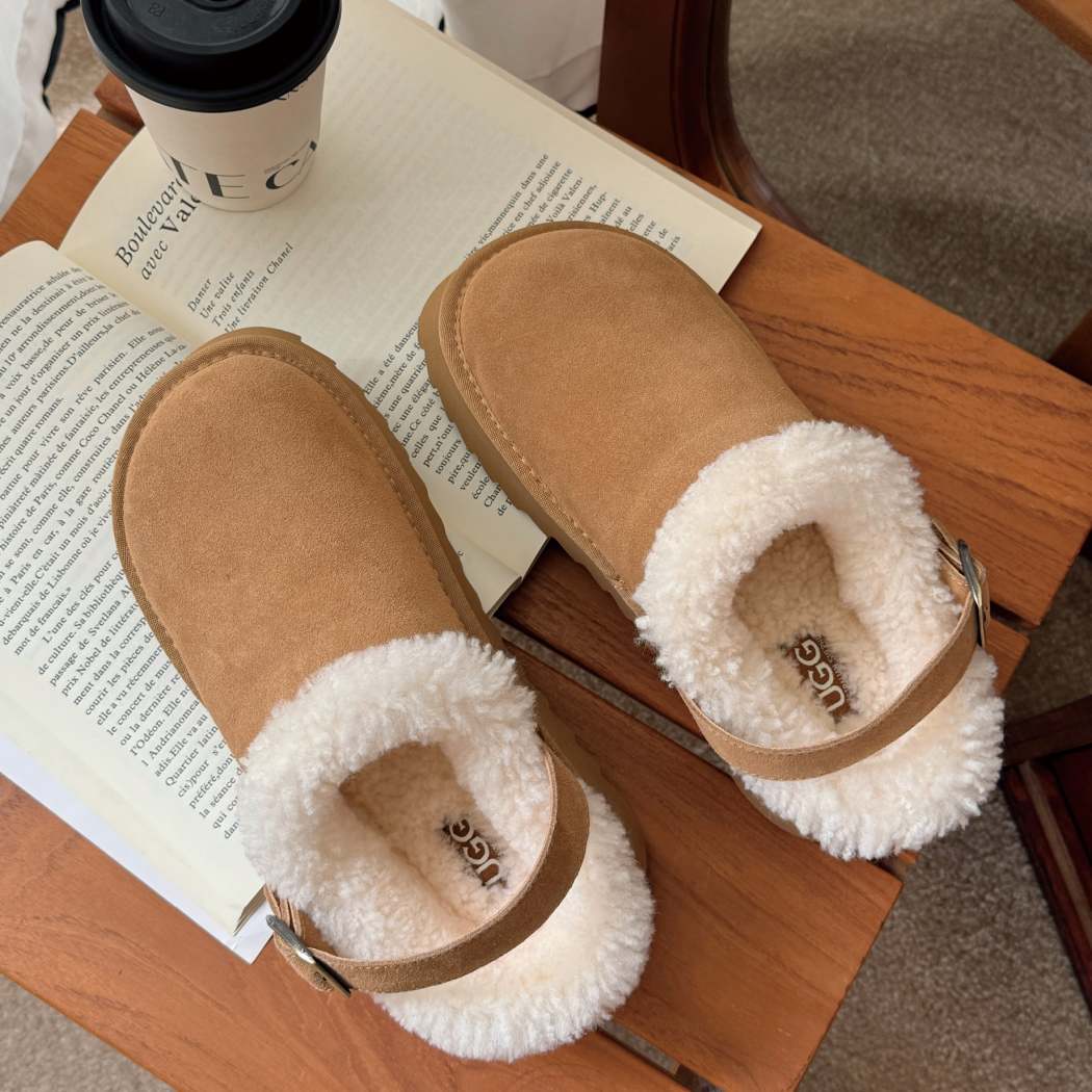 AUSTRALIAN SHEPHERD® UGG Slippers Sheepskin Wool Adjustable Strap Platform Pulsey AS 2113