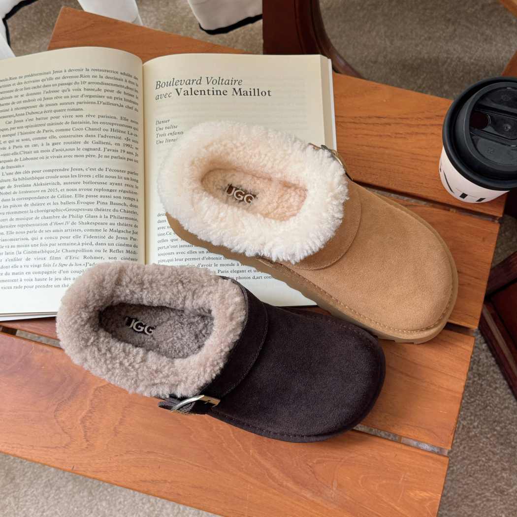 AUSTRALIAN SHEPHERD® UGG Slippers Sheepskin Wool Adjustable Strap Platform Pulsey AS 2113